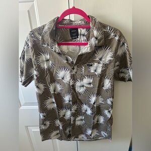 RVCA Brown and White Palm Print Shirt